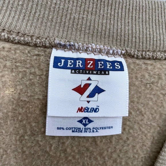 Vintage 90s Jerzees Santa with Reindeer Christmas Crewneck Sweatshirt XL Brown - Picture 4 of 4